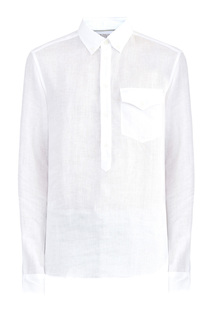 Однотонная рубашка прямого кроя из тонкого льна Brunello Cucinelli
