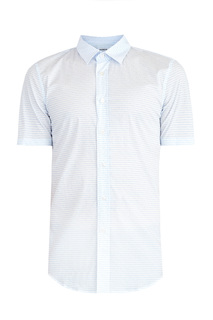Рубашка из поплина stretch с коротким рукавом и микро-принтом Bikkembergs