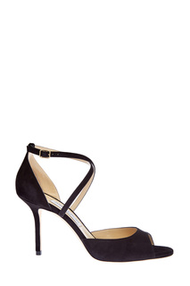 Босоножки Emsy из мягкой замши с золотистым логотипом Jimmy Choo