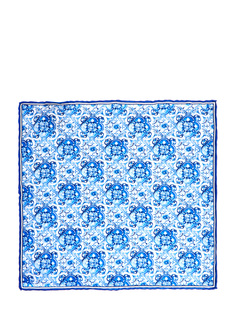 Шелковый платок с набивным принтом в бело-голубой гамме Canali