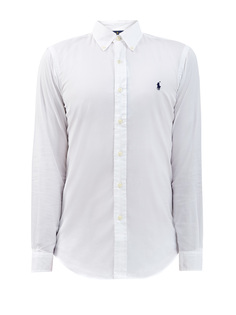 Белая рубашка из хлопкового пике с логотипом Polo Ralph Lauren