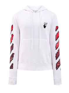 Худи из гладкого футера с динамичным принтом Marker Off White