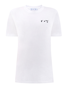 Футболка из хлопка джерси с вышитым логотипом Off White