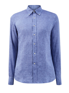 Льняная рубашка с воротником button-down Canali