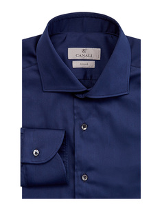 Однотонная рубашка из гладкого хлопка Stretch Canali