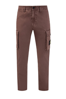 Хлопковые брюки в стиле карго с накладными карманами и фирменным патчем Stone Island