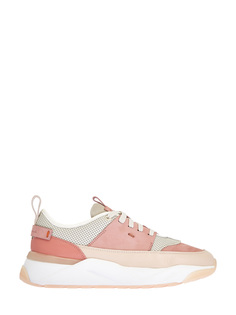 Массивные кроссовки из замши и перфорированной кожи Santoni