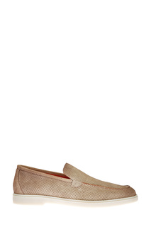 Лоферы из перфорированной замши с эффектом патины Santoni