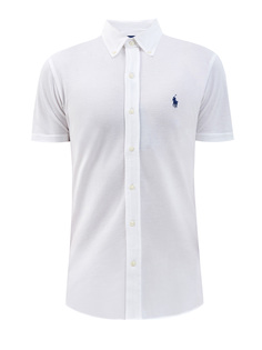 Белая рубашка с короткими рукавами из дышащего хлопка Polo Ralph Lauren