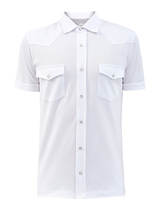 Рубашка из легкого хлопкового пике с перламутровой фурнитурой Eleventy