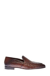 Лоферы ручного плетения из патинированной кожи Santoni