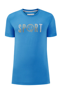 Хлопковая футболка из гладкого джерси с фактурной аппликацией Sport Bikkembergs