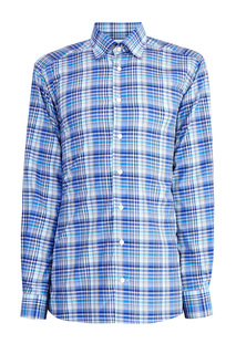 Клетчатая рубашка из хлопка Fine Twill с воротником button-down Eton
