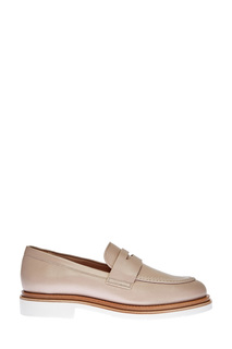 Лоферы из гладкой кожи с патиной и массивной подошвой Santoni
