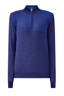 Джемпер из шерсти и шелка с фактурным ромбическим узором Bertolo Cashmere