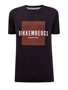 Черная футболка из хлопкового джерси с принтом Bikkembergs