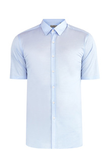 Базовая голубая рубашка с коротким рукавом из пике Canali