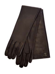 Перчатки из кожи наппа с рутениевым покрытием фурнитуры Valentino Garavani