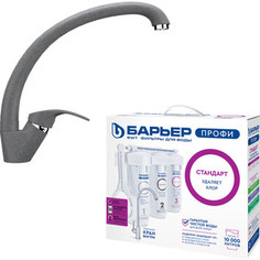 Смеситель для кухни EcoStone ES-02 с фильтром Барьер Профи и отдельным краном, графитовый (EB-02-342-Profi)