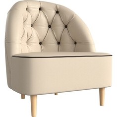 Кресло АртМебель Амиса экокожа бежевый кант коричневый