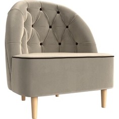 Кресло АртМебель Амиса микровельвет бежевый кант коричневый