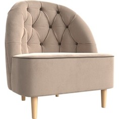 Кресло АртМебель Амиса велюр бежевый кант серый