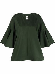 Jil Sander блузка с V-образным вырезом и объемными рукавами