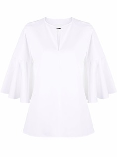Jil Sander блузка с V-образным вырезом и объемными рукавами