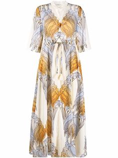 Tory Burch платье-рубашка макси с принтом