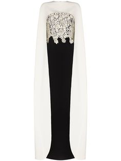Carolina Herrera embellished-bodice cape gown