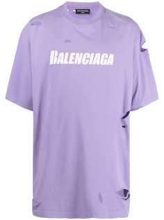 Balenciaga худи с логотипом и эффектом потертости
