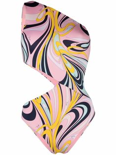 Emilio Pucci купальник на одно плечо с принтом Onde