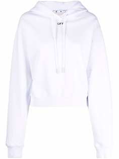 Off-White OFF STAMP CROPPED HOODIE WHITE BLACK