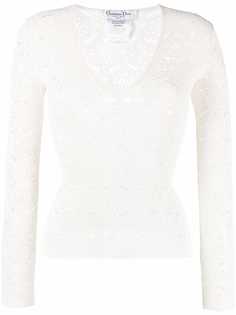 Christian Dior 1990s pre-owned V-neck lace top