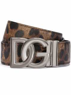 Dolce & Gabbana ремень с леопардовым принтом и логотипом