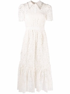 Self-Portrait Geometric guipure lace flared dress