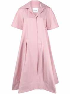 Jil Sander платье с косым воротником и короткими рукавами