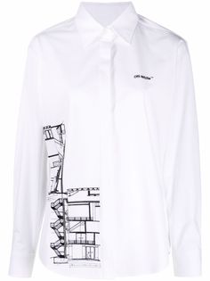 Off-White рубашка с длинными рукавами и графичным принтом