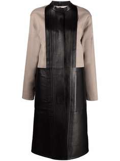 Jil Sander пальто с кожаными вставками