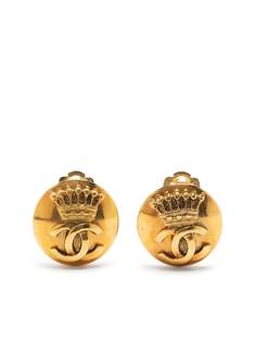 Chanel Pre-Owned серьги-клипсы 1996-го года с логотипом CC