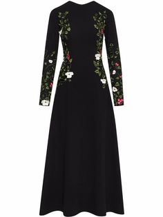 Oscar de la Renta платье миди с цветочной вышивкой