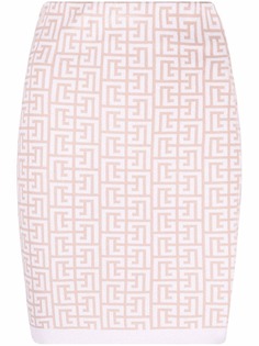 Balmain трикотажная юбка с монограммой