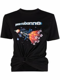 Paco Rabanne футболка с драпировкой и принтом