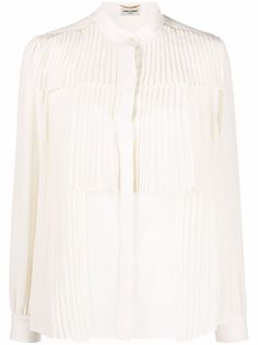 Saint Laurent шелковая блузка с плиссировкой