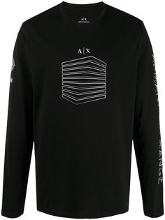 Armani Exchange футболка с длинными рукавами и графичным принтом
