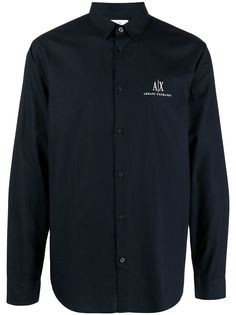 Armani Exchange рубашка с длинными рукавами и вышитым логотипом