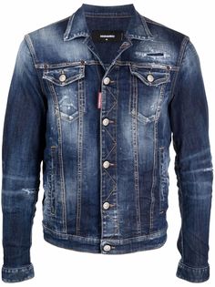 Dsquared2 джинсовая куртка с эффектом потертости