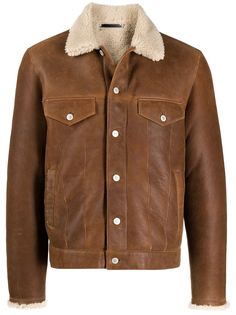 PS Paul Smith shearling-collar leather jacket