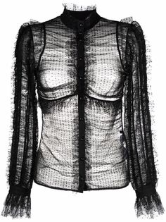 Elisabetta Franchi блузка из тюля в горох