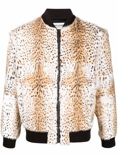 Saint Laurent бомбер с анималистичным принтом